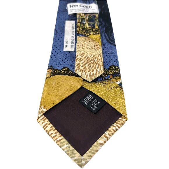 VTG 90s Museum Boutique Silk Tie Vincent Van Gogh The Church Of Auver Suroise - Picture 3 of 8